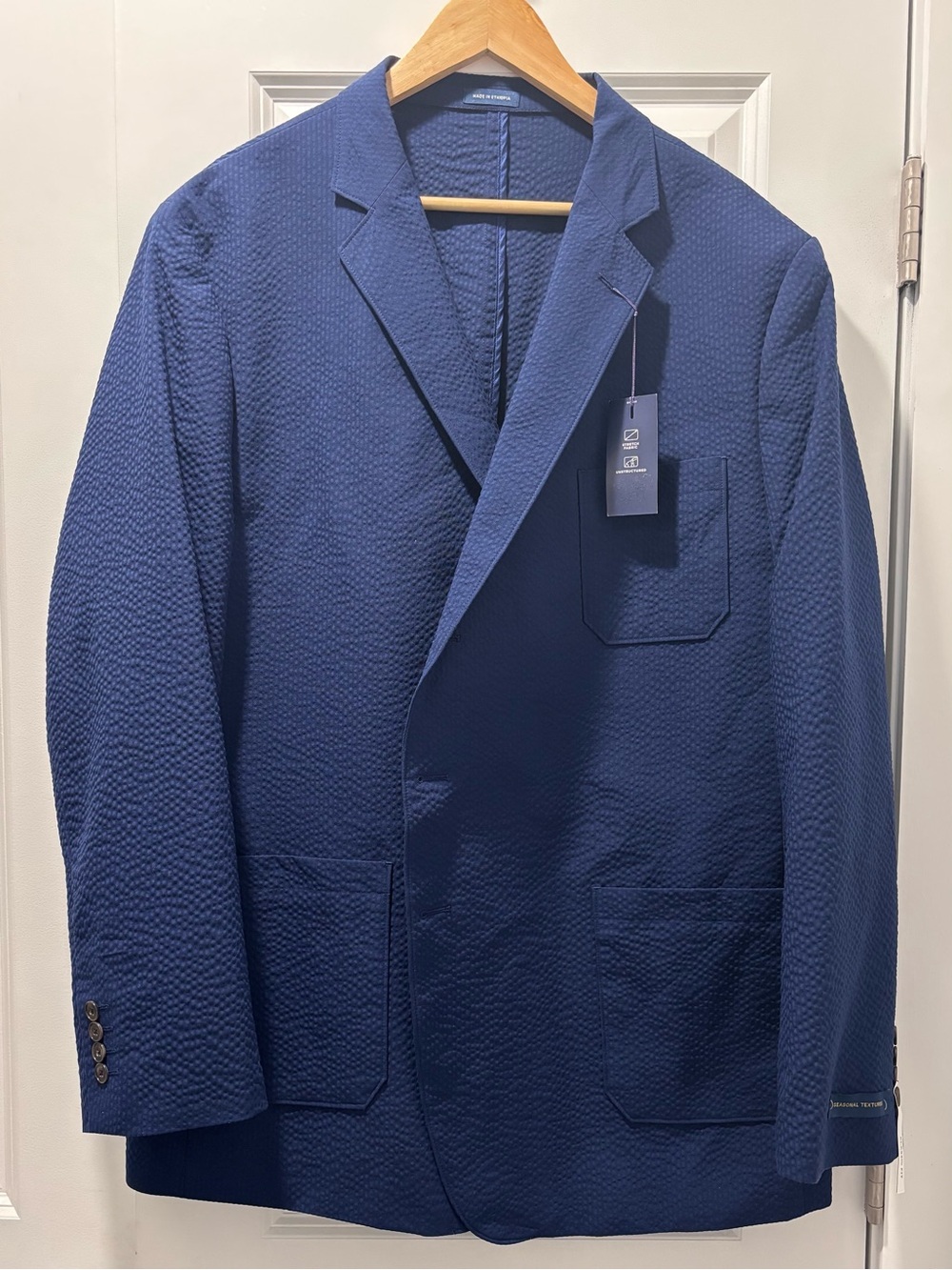 Stafford Textured Navy Sport Coat Blazer